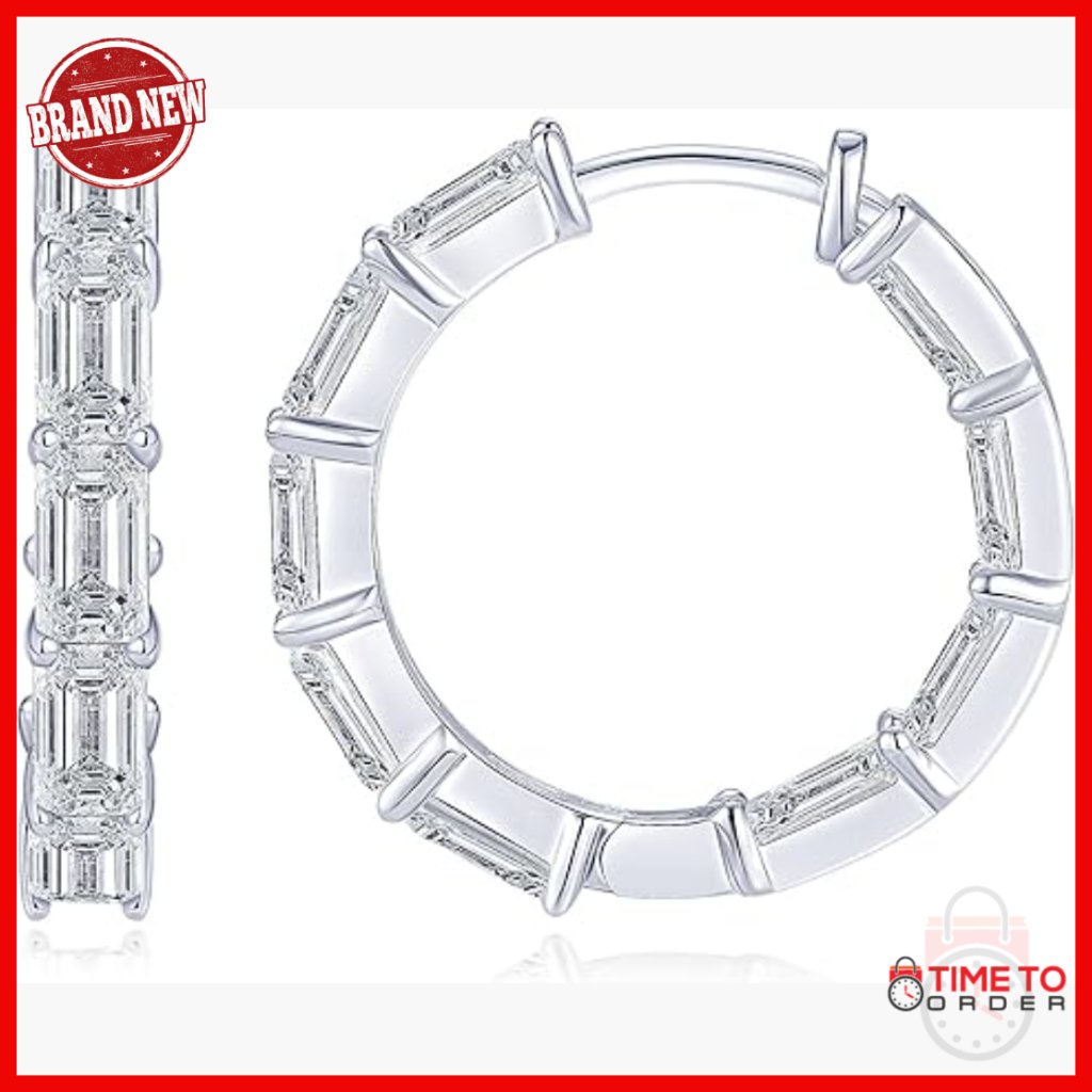 9.0cttw Moissanite Hoop Earrings Sterling Silver Wedding Gift Women
